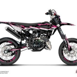 PACK Kit Deco + Housse de Selle 50cc BARBARIAN Beta RR 50 Motard Rose 2021