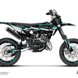 PACK Kit Deco + Housse de Selle 50cc BARBARIAN Beta RR 50 Motard Turquoise 2021