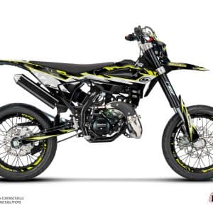 PACK Kit Deco + Housse de Selle 50cc BARBARIAN Beta RR 50 Motard Jaune Neon 2021