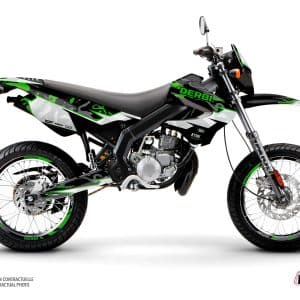 PACK Kit Deco + Housse de Selle 50cc BARBARIAN Derbi Xrace 50 Vert 2000-2008
