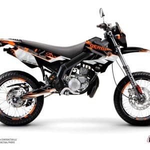 PACK Kit Deco + Housse de Selle 50cc BARBARIAN Derbi Xrace 50 Orange 2000-2008