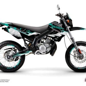 PACK Kit Deco + Housse de Selle 50cc BARBARIAN Derbi Xrace 50 Turquoise 2000-2008