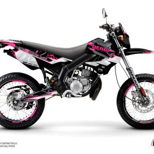 PACK Kit Deco + Housse de Selle 50cc BARBARIAN Derbi Xrace 50 Rose 2009-2010