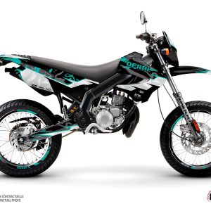 PACK Kit Deco + Housse de Selle 50cc BARBARIAN Derbi Xrace 50 Turquoise 2009-2010
