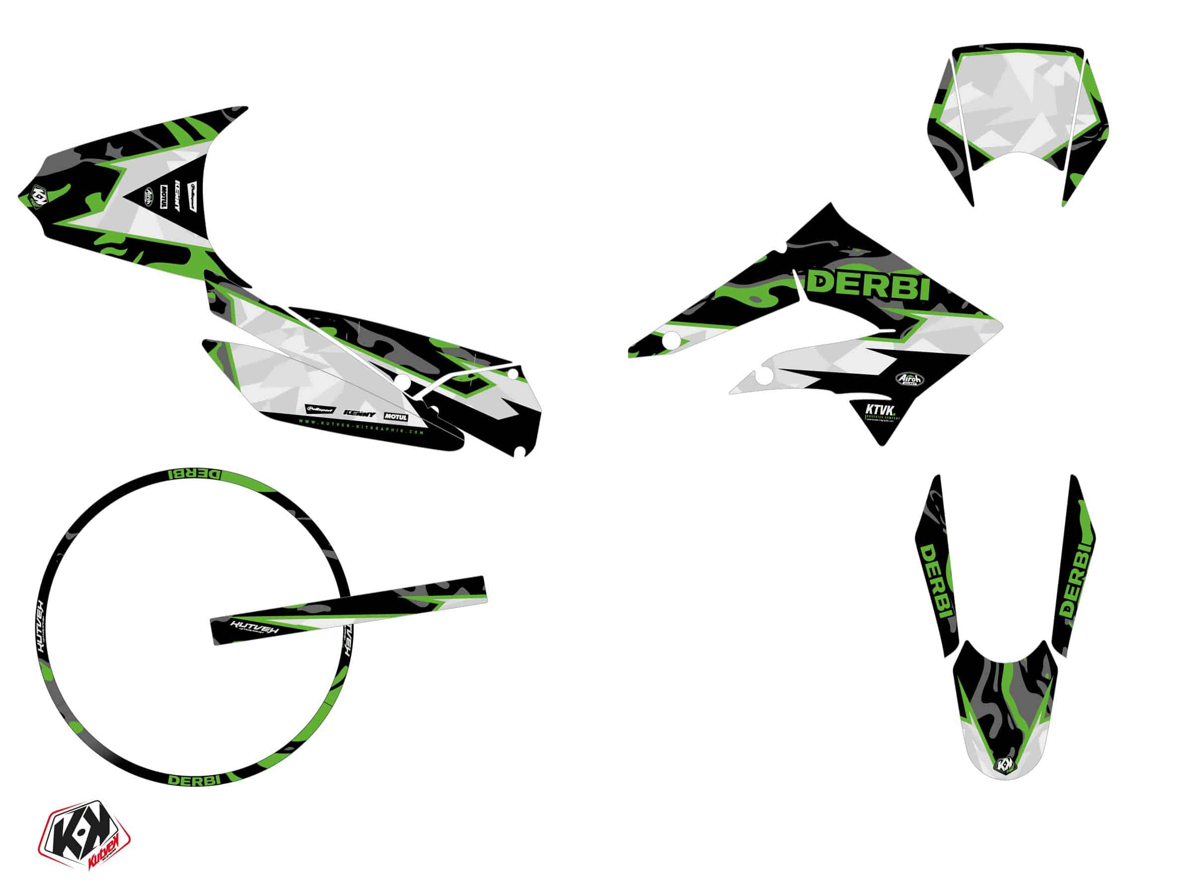 PACK Kit Deco + Housse de Selle 50cc BARBARIAN Derbi Xtreme 50 Vert 2000-2005 – Image 2