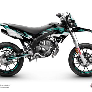 PACK Kit Deco + Housse de Selle 50cc BARBARIAN Derbi Xtreme 50 Turquoise 2000-2005
