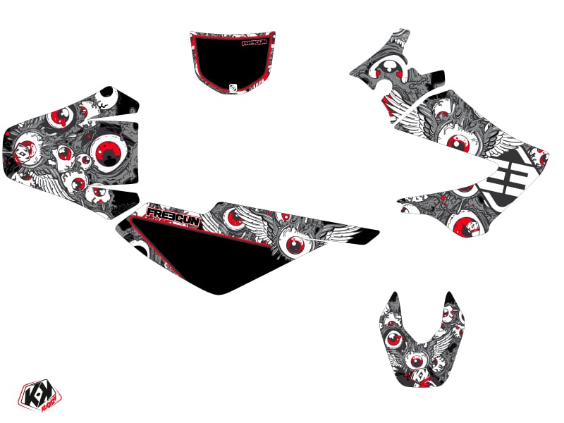 Kit Deco 50cc Freegun Eyed Derbi DRD Xtreme Gris Rouge 2006-2010 – Image 2