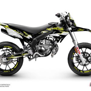 PACK Kit Deco + Housse de Selle 50cc BARBARIAN Derbi Xtreme 50 Jaune Neon 2006-2010