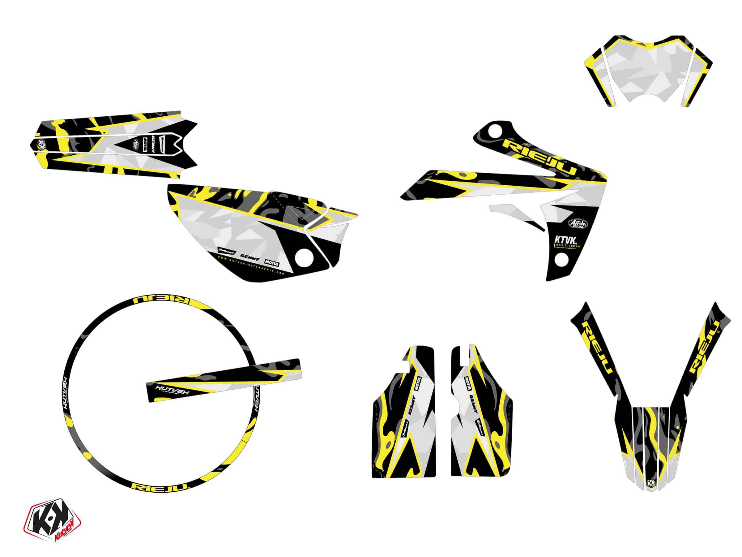 PACK Kit Deco + Housse de Selle 50cc BARBARIAN Rieju MRT 50 Jaune Neon 2009-2022 – Image 2