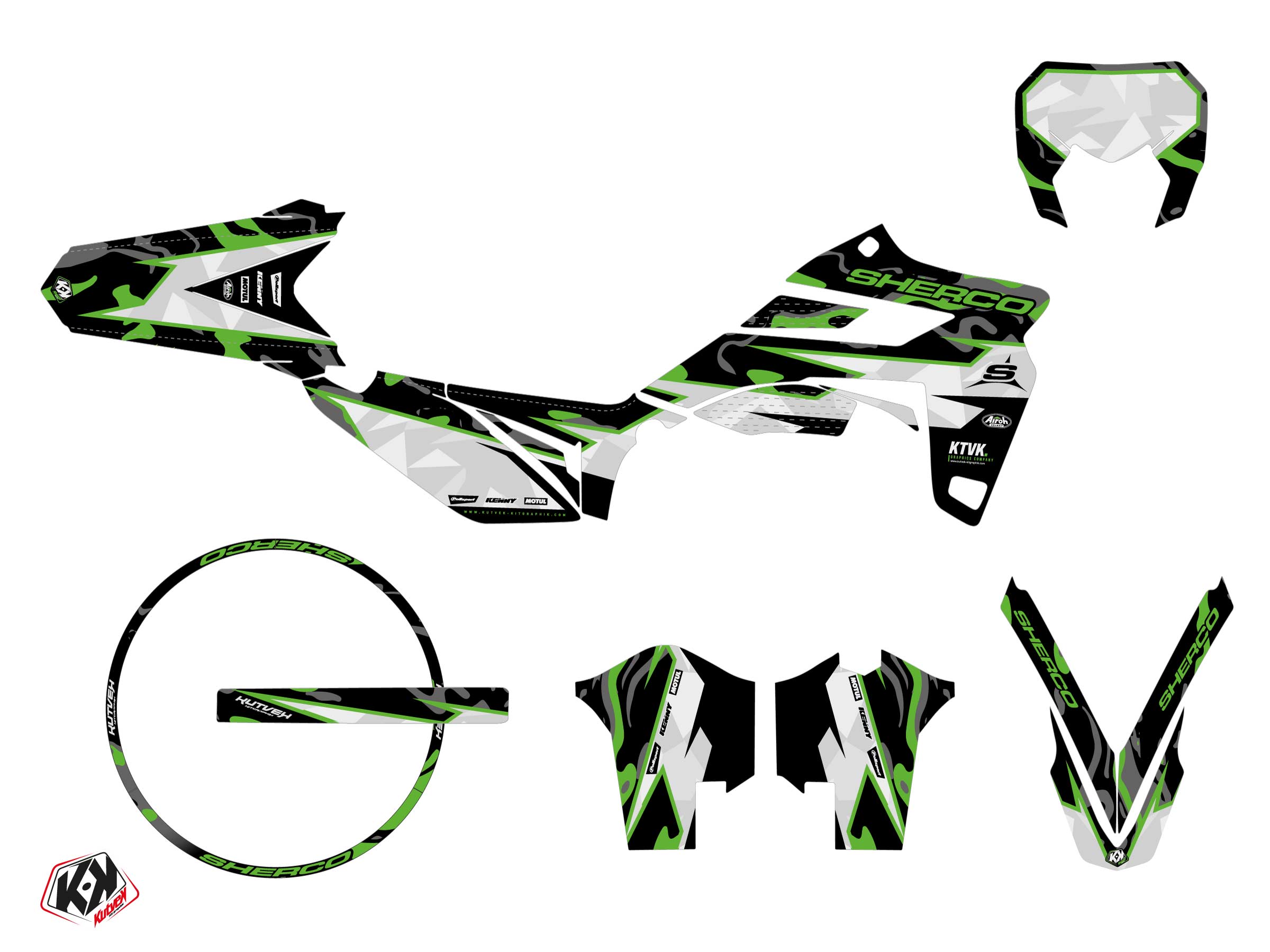 PACK Kit Deco + Housse de Selle 50cc BARBARIAN Sherco SM 50 Vert 2018-2022 – Image 2