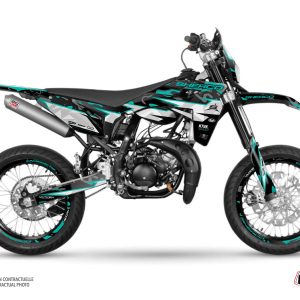 PACK Kit Deco + Housse de Selle 50cc BARBARIAN Sherco SM 50 Turquoise 2018-2022