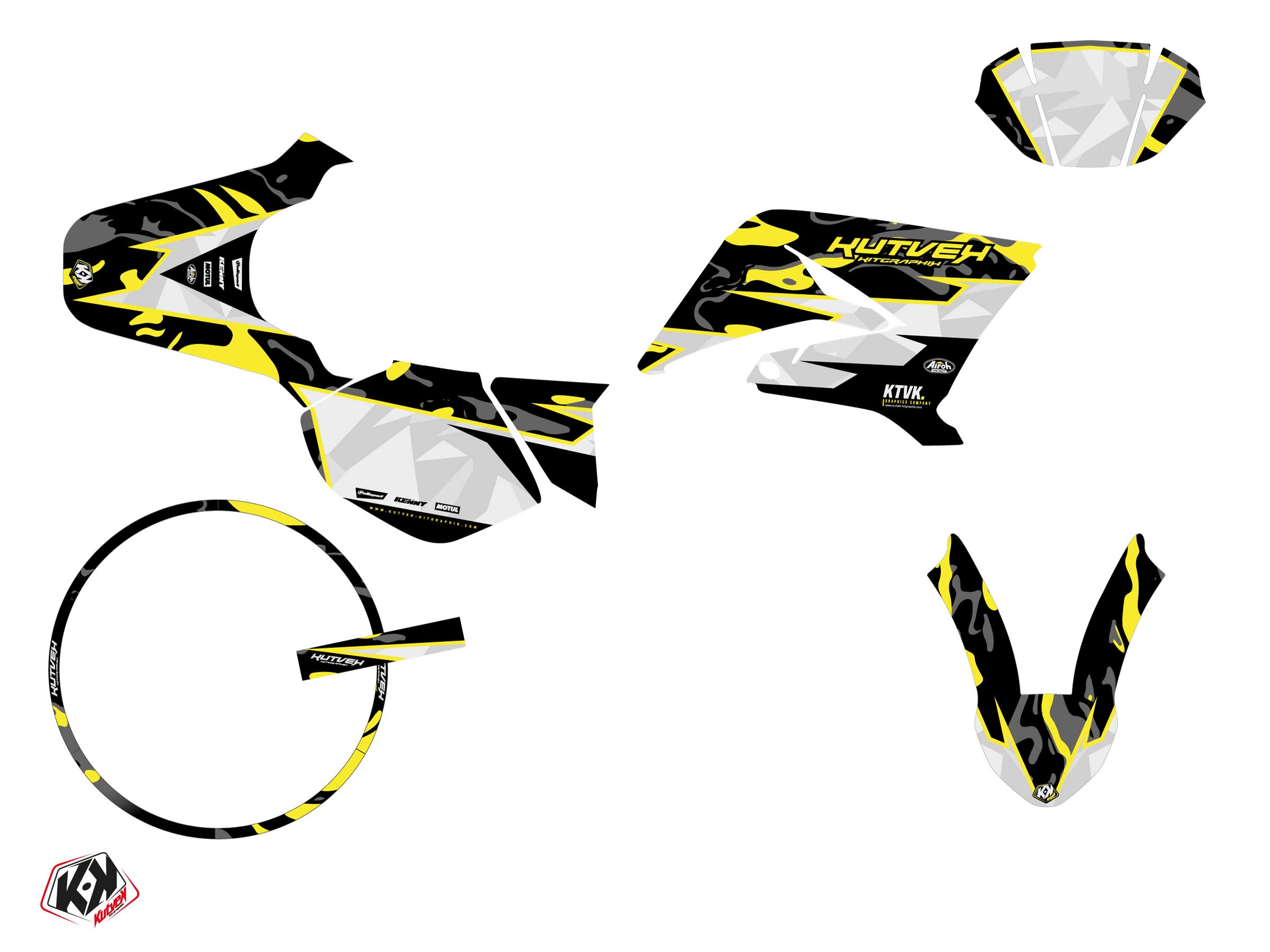 PACK Kit Deco + Housse de Selle 50cc BARBARIAN Yamaha DT 50 Jaune Neon 2007-2011 – Image 2