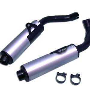 Silencieux Rond VFR 750 F / Rond Ø100 Noirs Revêtement Alu Homologués - Vendus par Paire 1988-1989
