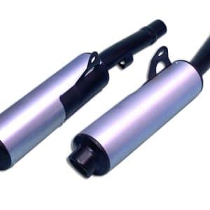 Silencieux Rond ZZR 600 / Rond Ø100 Noirs Revêtement Alu Homologués - Vendus par Paire 1990-1992
