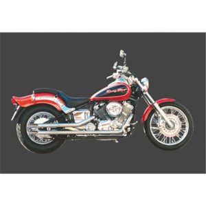 Echap. DRAG PIPES 650 DRAGSTAR Ligne Complète Non Homologuée Sil. Inox Ø50 Longs Pos. Basse 1997-2003
