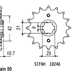 Pignon 16 Dents - Pas 530 - Similaire JTF338 1979-1986
