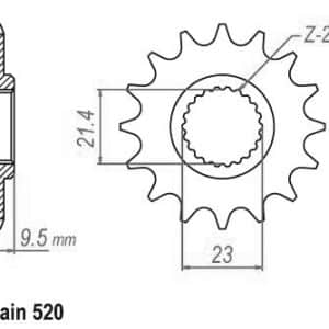 Pignon 16 Dents - Pas 520 - Similaire JTF1577 1999-2003