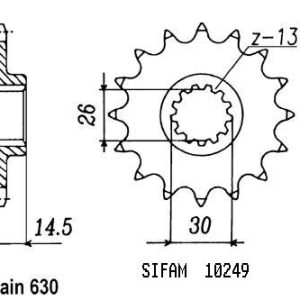 Pignon 15 Dents - Pas 630 - Similaire JTF335 1979-1980