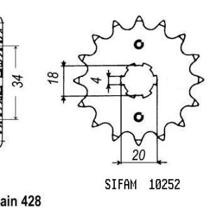 Pignon 13 Dents - Pas 428 - Similaire JTF259