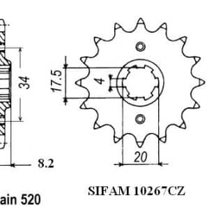 Pignon 13 Dents - Pas 520 - Similaire JTF287 1984-1988