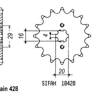 Pignon 13 Dents - Pas 428 - Similaire JTF425