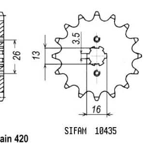 Pignon 14 Dents - Pas 420 - Similaire JTF563 1971-1988