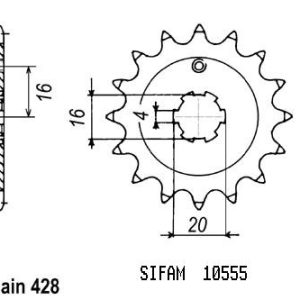 Pignon 12 Dents - Pas 428 - Similaire JTF555