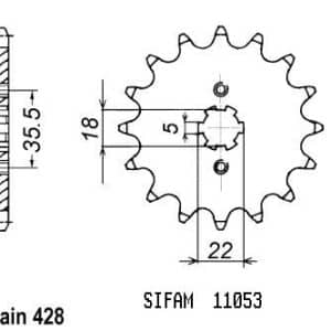 Pignon 15 Dents - Pas 428 - Similaire JTF1559
