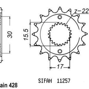 Pignon 14 Dents - Pas 428 - Similaire JTF1257 1986