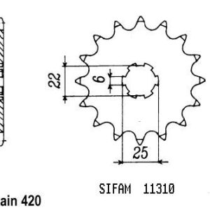 Pignon 14 Dents - Pas 420 - Similaire JTF251 1984-1990