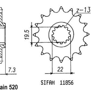 Pignon 14 Dents - Pas 520 - Similaire JTF434 1977-2023