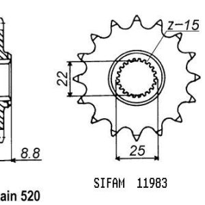 Pignon 12 Dents - Pas 520 - Similaire JTF1901 1984-2023