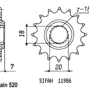 Pignon 14 Dents - Pas 520 - Similaire JTF427