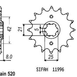 Pignon 16 Dents - Pas 520 - Similaire JTF575 1982-1989