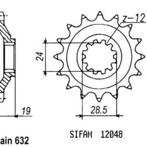 Pignon 15 Dents - Pas 632 - Similaire JTF524 1986-1989
