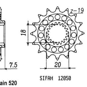 Pignon Acier - 520 - 13 Dents - Similaire JTF326 1997-2005