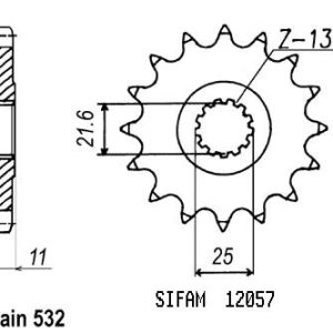 Pignon 16 Dents - Pas 532 - Similaire JTF584 1987-2005