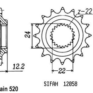 Pignon 17 Dents - Pas 520 - Similaire JTF1125 1986-1992