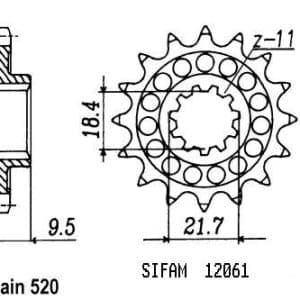 Pignon 15 Dents - Pas 520 - Similaire JTF285