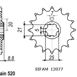 Pignon 14 Dents - Pas 520 - Similaire JTF507 1989-1998