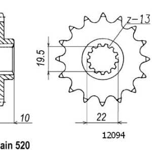Pignon 15 Dents - Pas 520 - Similaire JTF432 1994-2009