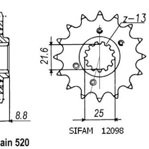 Pignon 15 Dents - Pas 520 - Similaire JTF309 2005-2012