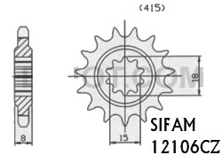 Pignon 14 Dents - Pas 415 - Similaire JTF589