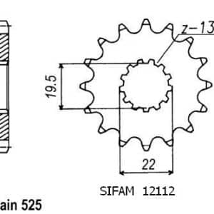 Pignon 14 Dents - Pas 525 - Similaire JTF433 1990-1995