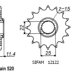 Pignon 15 Dents - Pas 520 - Similaire JTF1902 1990-2023
