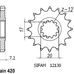 Pignon 12 Dents - Pas 415 - Similaire JTF4020 1995-2003