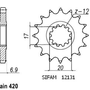 Pignon 15 Dents - Pas 420 - Similaire JTF1120 1999-2001