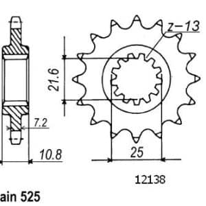 Pignon 16 Dents - Pas 525 - Similaire JTF1586 2006-2013