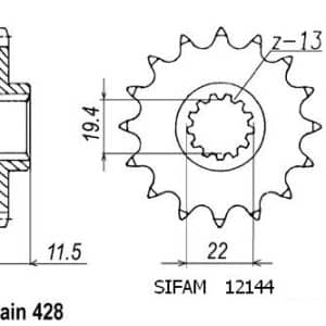 Pignon 14 Dents - Pas 428 - Similaire JTF409 2008-2024