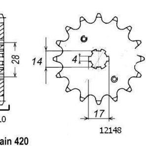 Pignon 12 Dents - Pas 420 - Similaire JTF4032 1996-1999